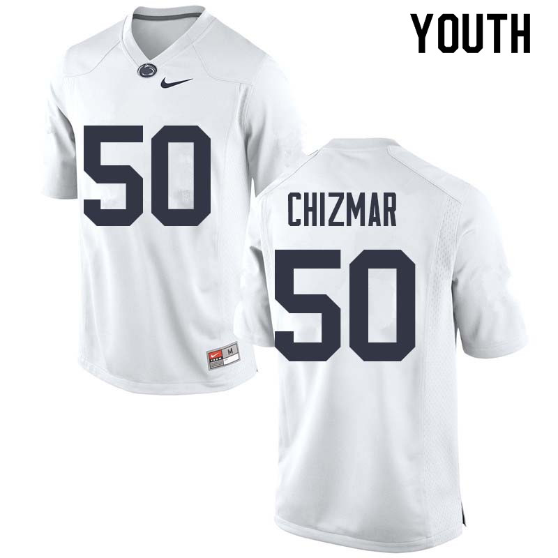 NCAA Nike Youth Penn State Nittany Lions Max Chizmar #50 College Football Authentic White Stitched Jersey HUT0798HL